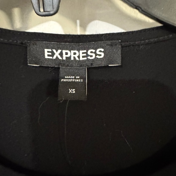 Express Black Asymmetrical Ruched Long Sleeve Blouse - Picture 3 of 7